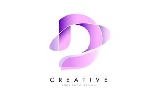 Letter D Logo Design with Satin texture and Fluid Look. vector
