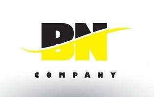 bn bn logo de letra negro y amarillo con swoosh. vector