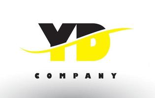 YD Y D Black and Yellow Letter Logo with Swoosh. vector