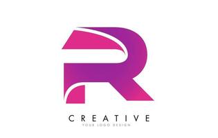 R Letter Logo Design with Ribbon Effect and Bright Pink Gradient vector