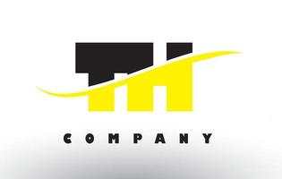 TH T H Black and Yellow Letter Logo with Swoosh. vector