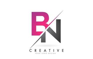 BN B N Letter Logo with Color block Design and Creative Cut. vector