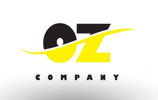 oz oz logo de letra negra y amarilla con swoosh. vector