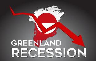 Map of Greenland Recession Economic Crisis Creative Concept with Economic Crash Arrow. vector