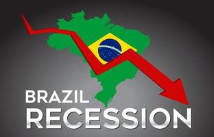 Map of Brazil Recession Economic Crisis Creative Concept with Economic Crash Arrow. vector