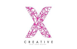 Sketched stylized Letter X with different Pink Lines Pattern Design. vector