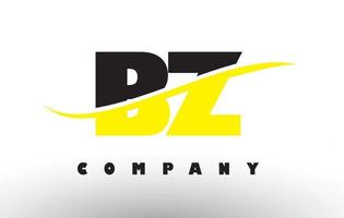 Logotipo de letra bz bz negro y amarillo con swoosh. vector