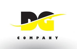 Logo de letra dg dg en negro y amarillo con swoosh. vector