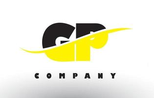 GP G P Black and Yellow Letter Logo with Swoosh. vector