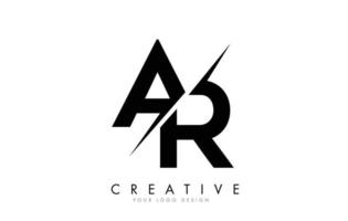 AR A R Letter Logo Design with a Creative Cut. vector