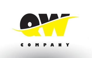 QW Q W Black and Yellow Letter Logo with Swoosh. vector