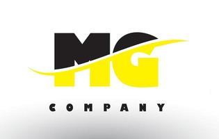 MG M G Black and Yellow Letter Logo with Swoosh. vector