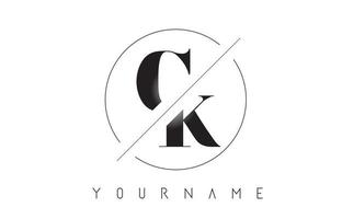 Logotipo de letra ck con diseño cortado e intersectado. vector