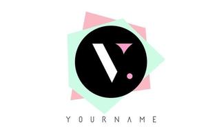 V Geometric Shapes Logo Design with Pastel Colors. vector