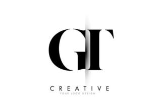 GT G T Letter Logo with Creative Shadow Cut Design. vector