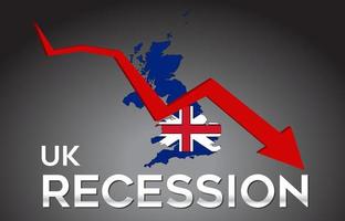 Map of United Kingdom Recession Economic Crisis Creative Concept with Economic Crash Arrow. vector