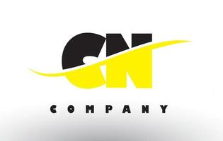 CN C N Black and Yellow Letter Logo with Swoosh. vector