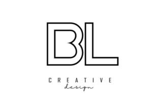 Outline BL letters logo with a minimalist design. Geometric letter logo. vector