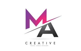 MA M A Letter Logo with Color block Design and Creative Cut. vector