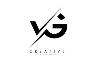 Diseño de logotipo de letra vg vg con un corte creativo. vector