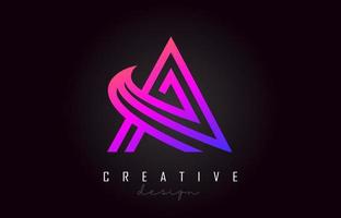 A Purple Letter Logo Monogram Vector Design. Creative A Vibrant Letter Icon
