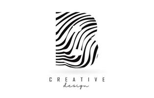 Black and White Zebra B Letter Logo Design. vector