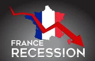 Map of France Recession Economic Crisis Creative Concept with Economic Crash Arrow. vector