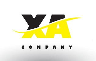 XA X A Black and Yellow Letter Logo with Swoosh. vector