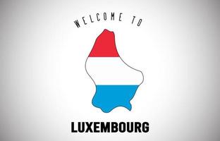 Luxembourg Welcome to Text and Country flag inside Country border Map Vector Design.