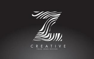 Z Letter Logo Design with Fingerprint, black and white wood or Zebra texture on a Black Background. vector