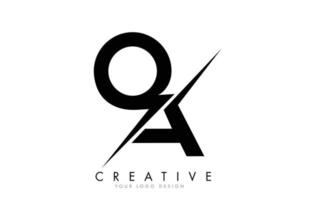 QA Q A Letter Logo Design with a Creative Cut. vector