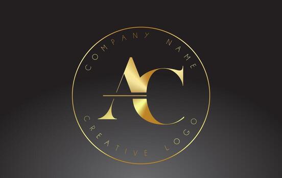 Golden Letters AC A C Logo with a minimalist design. Simple AC Icon with Circular Name Pattern. vector