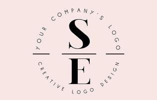 Letters SE S E Logo set as a stamp or personal signature. Simple SE Icon with Circular Name Pattern. vector