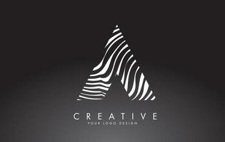 A Letter Logo Design with Fingerprint, black and white wood or Zebra texture on a Black Background. vector