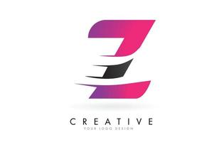 Z Letter Logo with Pink and Grey Colorblock Design and Creative Cut. vector