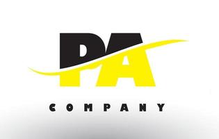 PA P A Black and Yellow Letter Logo with Swoosh. vector