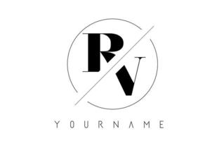 RV Letter Logo with Cutted and Intersected Design vector
