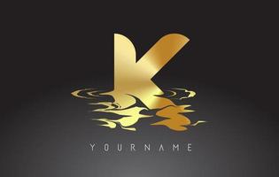 K Letter Logo Design with Water Effect Vector Illustration.