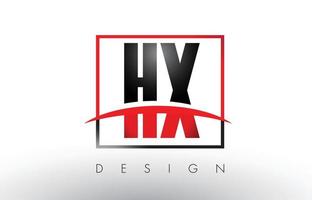 letras del logotipo de hx hx con colores rojo y negro y swoosh. vector