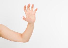 scratching hand isolated on white background. Copy space photo