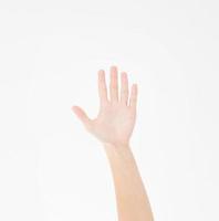 hand isolated on white.Voting hand. Mock up. Copy space. Template. Blank. photo