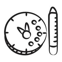 lápiz con reloj de pared que representa la gestión del tiempo vector