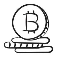 Decentralized digital currency doodle design of bitcoin icon vector