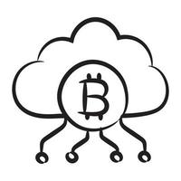 Hand drawn vector design of bitcoin network icon