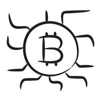 Hand drawn vector design of bitcoin network icon