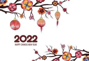 Happy new year 2022 greeting card and chinese new year background vector