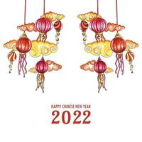 Decorative 2022 chinese new year greeting card background vector