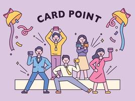 Credit card marketing poster. People who enjoy using card points.