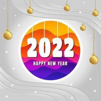 2022 New Year Papercut Background With Golden Balls vector