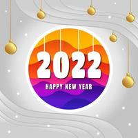 2022 New Year Papercut Background With Golden Balls vector